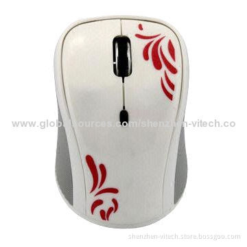 4D 2.4GHz USB Optical Mouse with White and Red Colors, 10m Working Distance